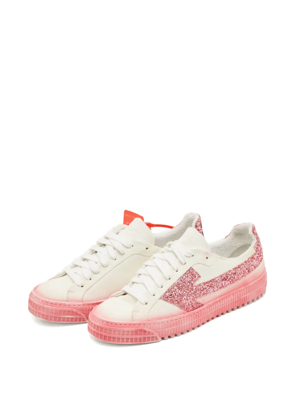 Off-White Pre-Owned glitter-logo vulcanised sneakers - Beige