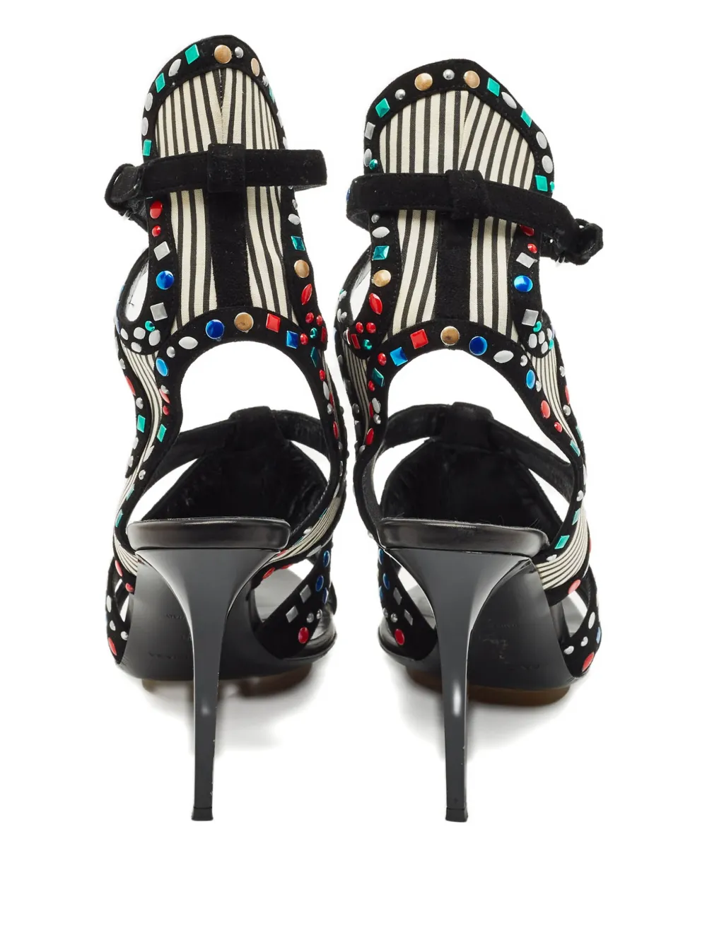 Balenciaga Pre-Owned cutout striped sandals - Zwart