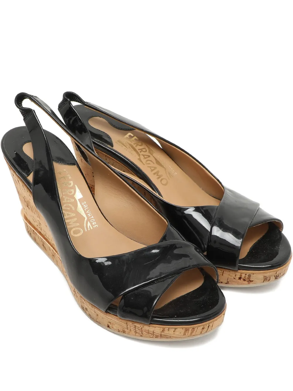 Ferragamo Pre-Owned Sandalen mit Korkdetail - Schwarz