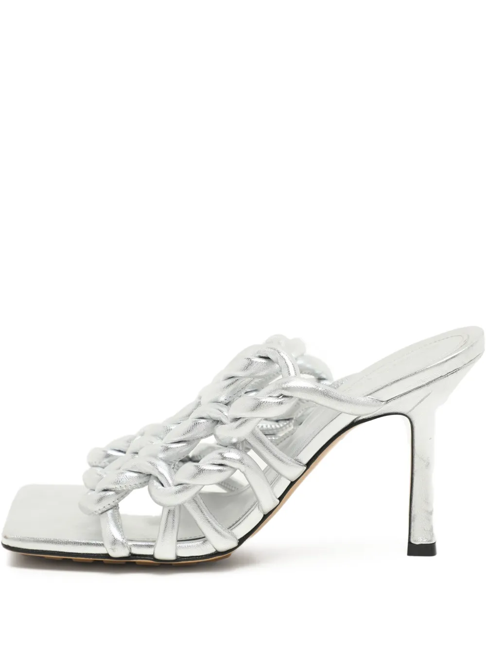 Bottega Veneta Pre-Owned 37 foil calf leather mules (9 cm) - Silber