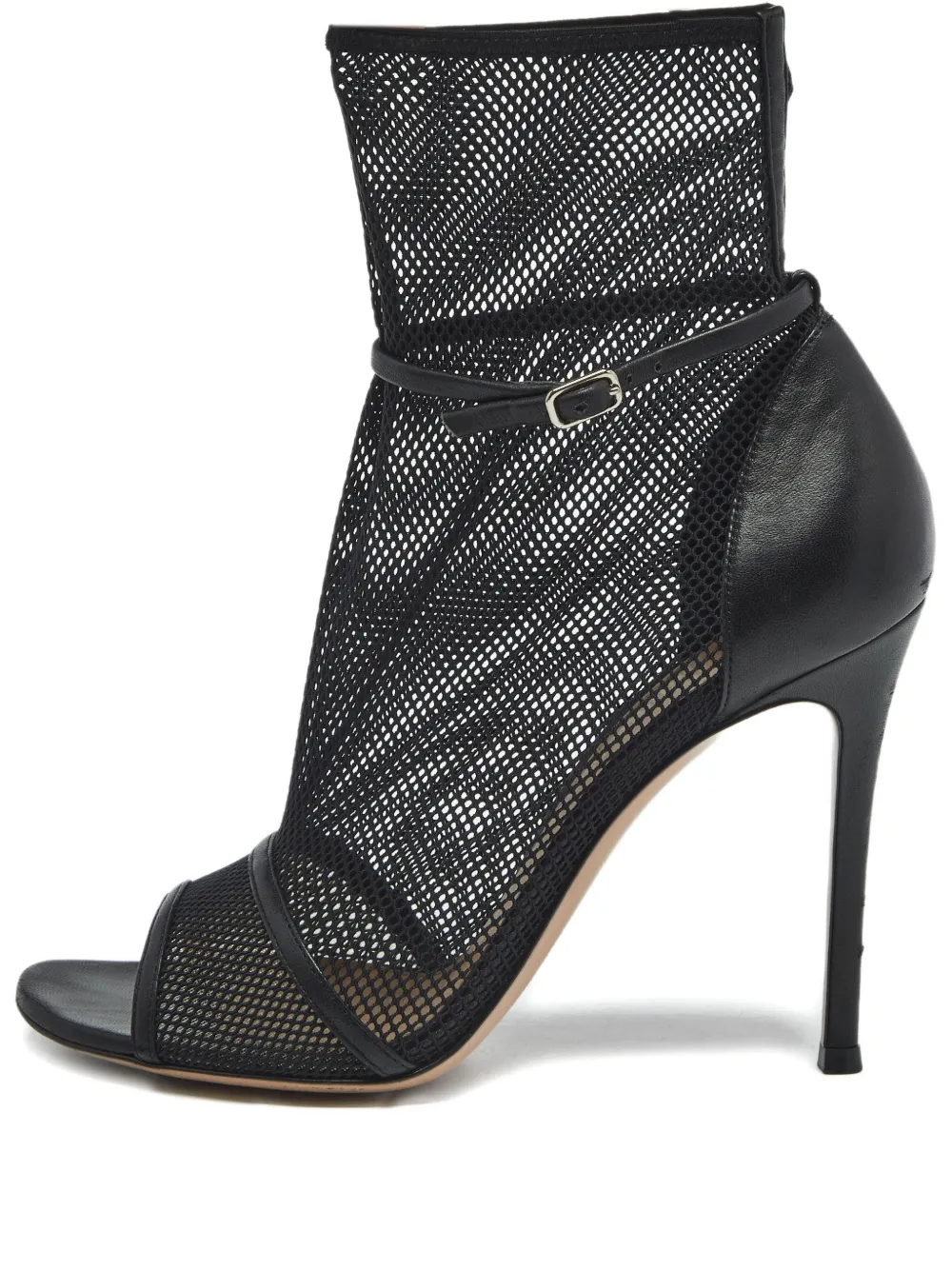 Pre-owned Gianvito Rossi 1187283 Mesh Leather Ankle Boots In Black