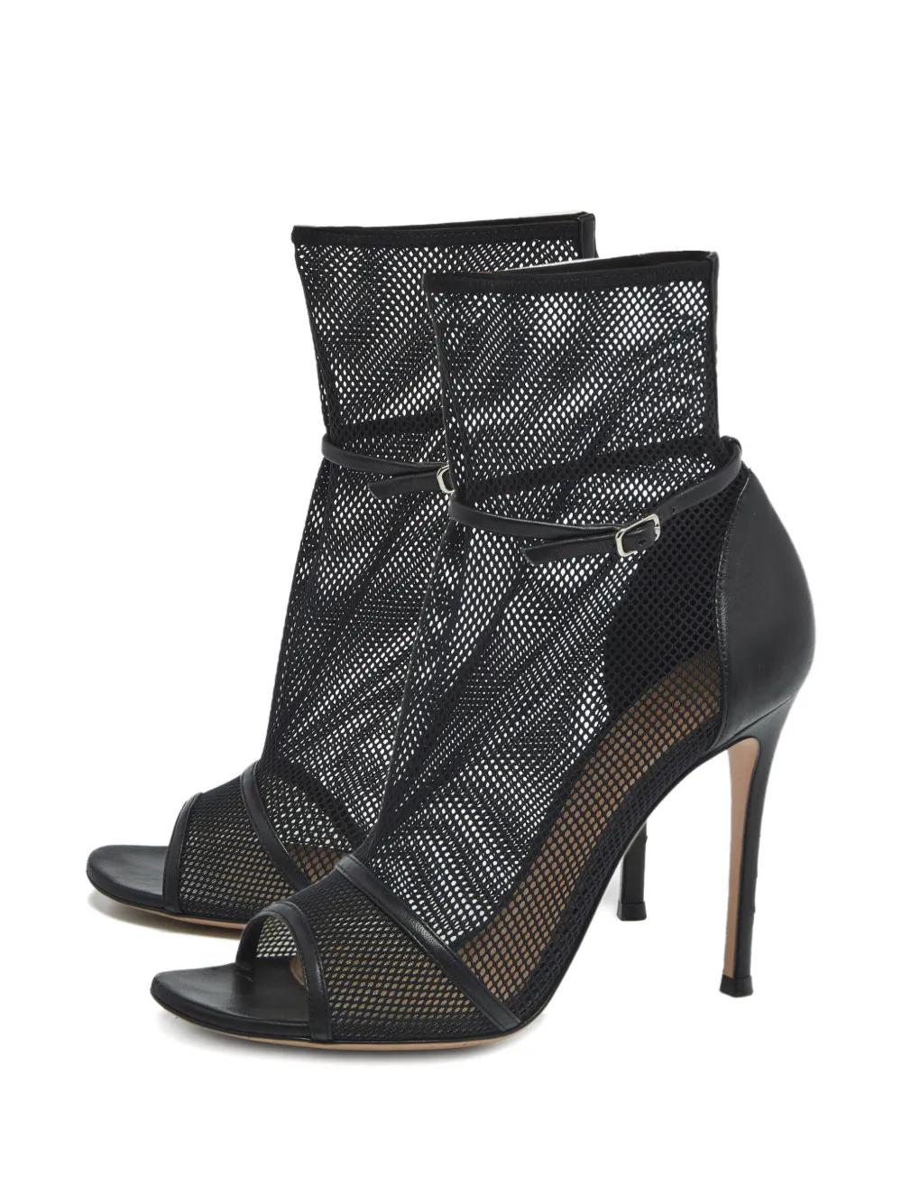Gianvito Rossi 1187283 mesh leather ankle boots - Zwart