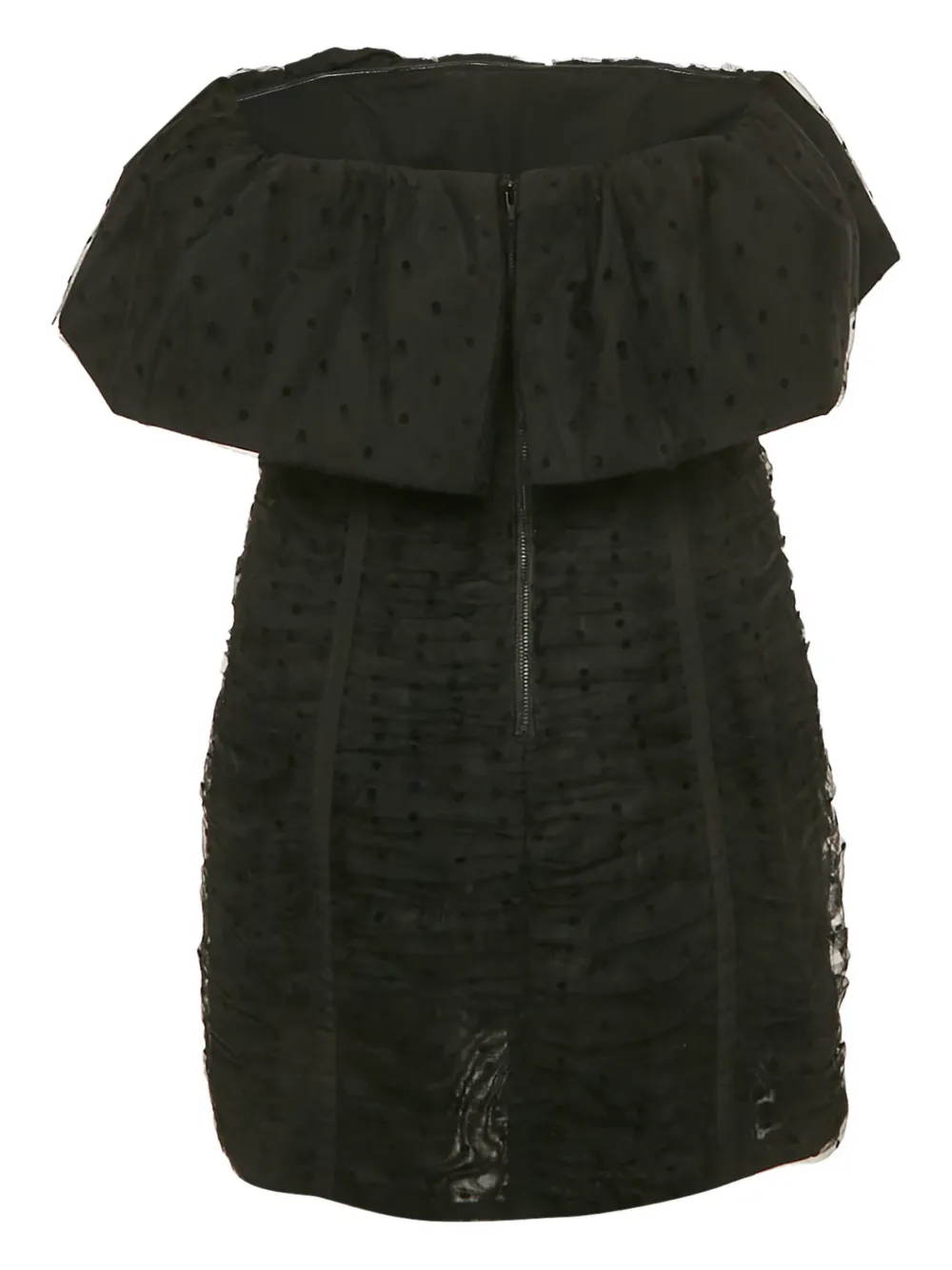 Self-Portrait flocked strapless mini dress - Zwart