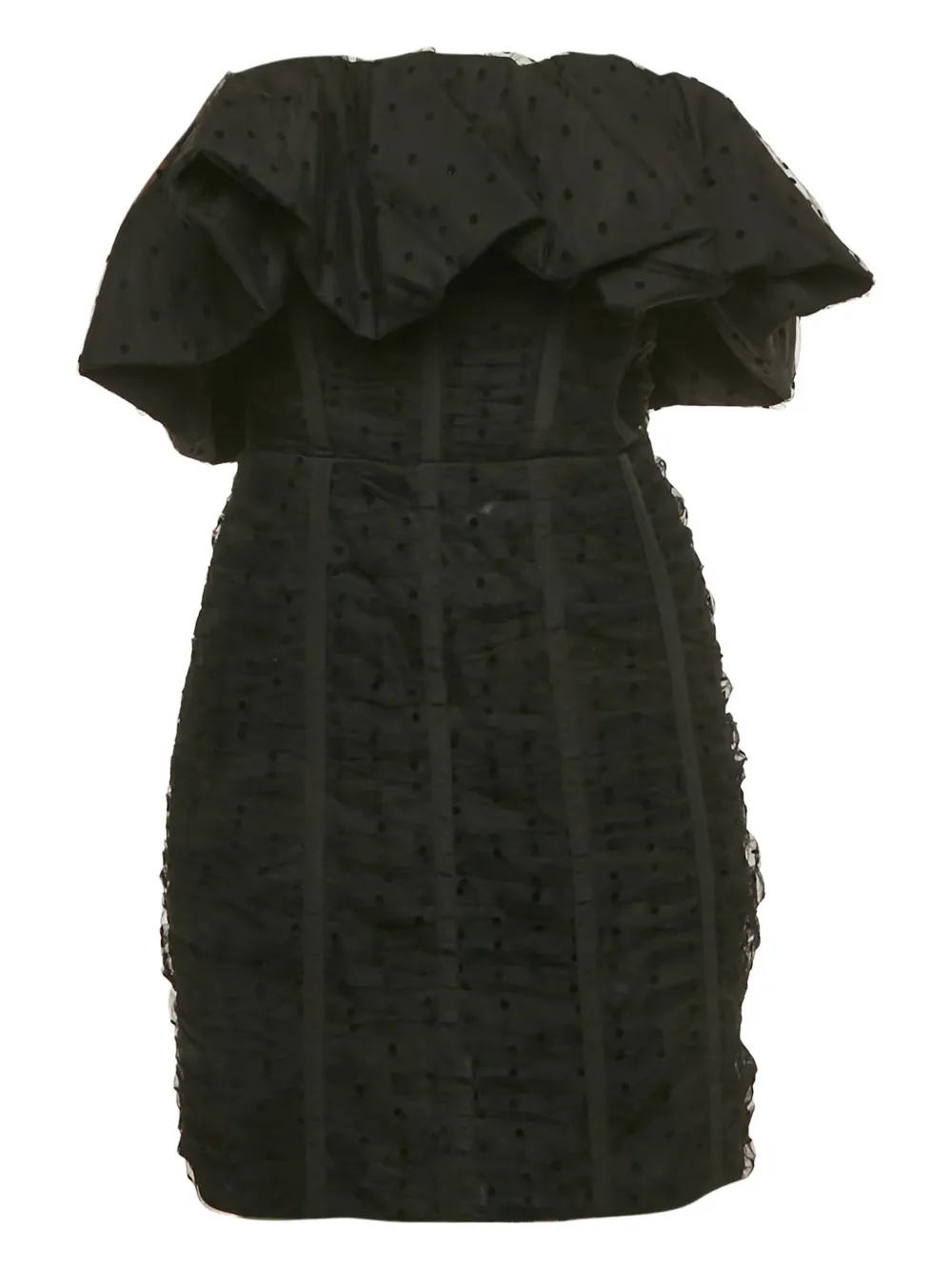 Self-Portrait flocked strapless mini dress - Nero