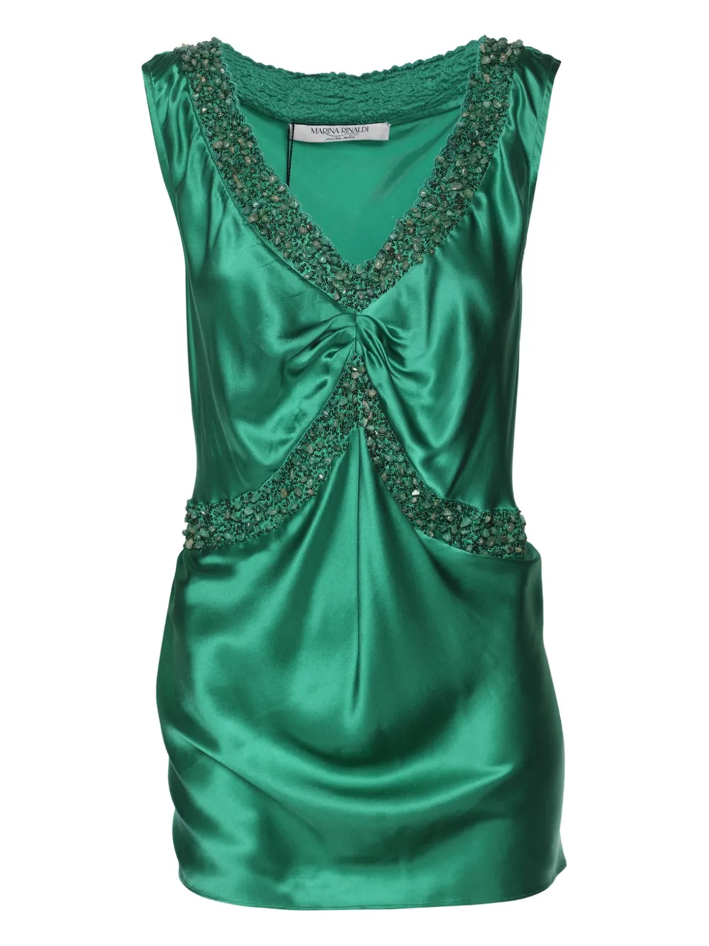 Marina Rinaldi Top in seta con decorazione - Verde