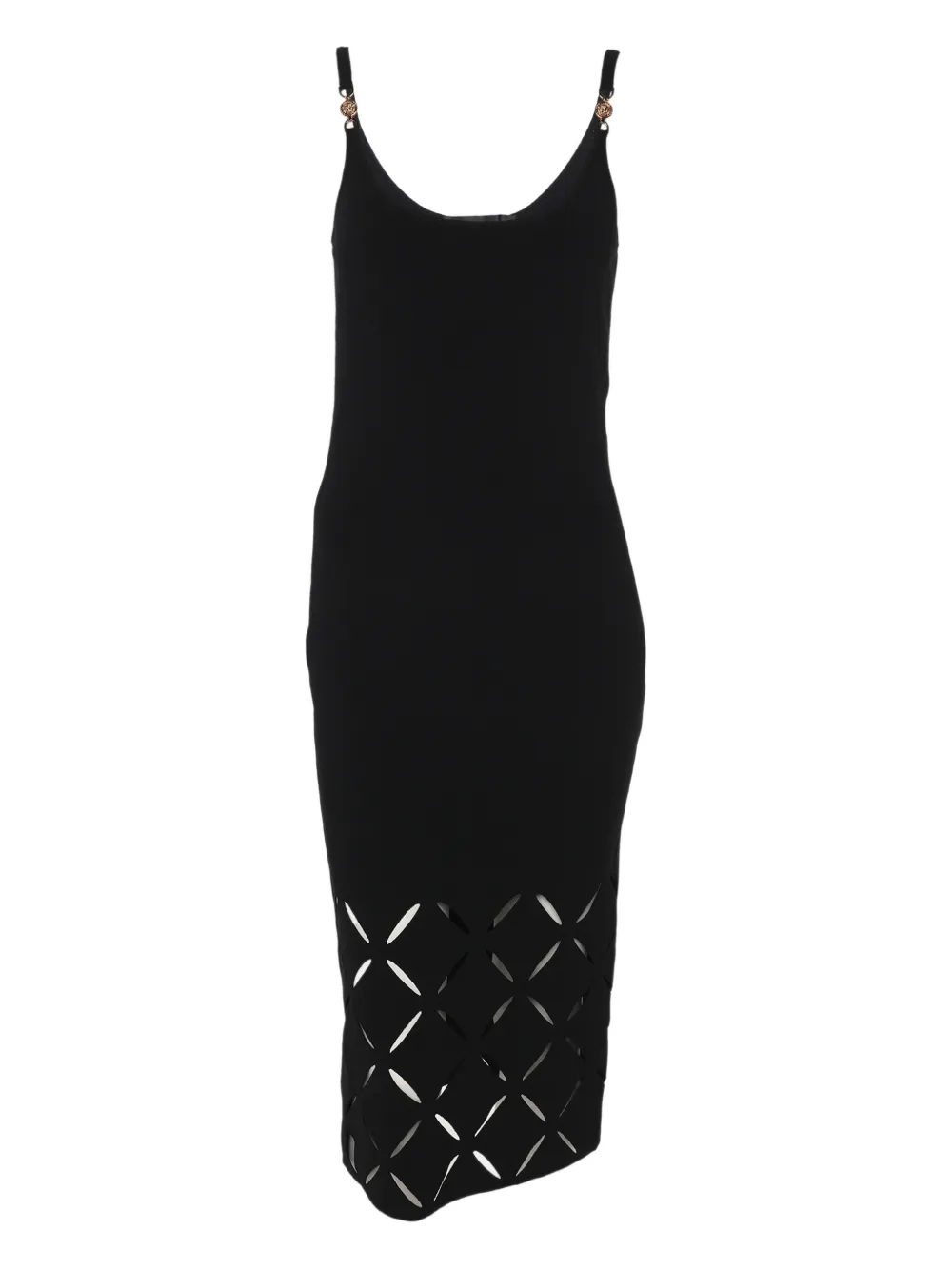 Pre-owned Versace Scoop-neck Cutout Dress In Black