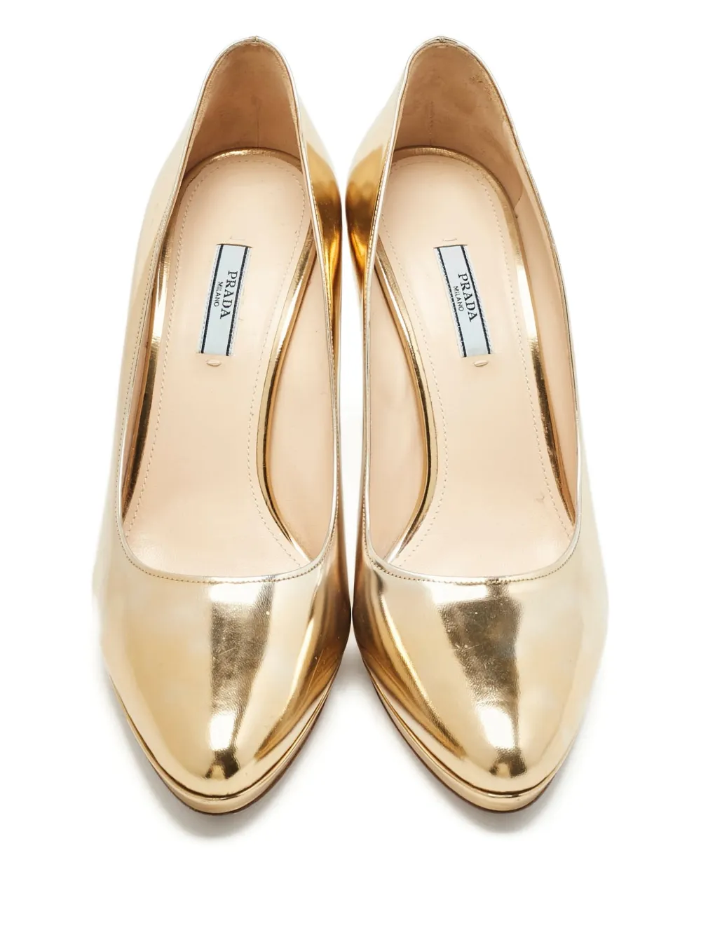 Prada Pre-Owned pointed-toe leather pumps - Oro