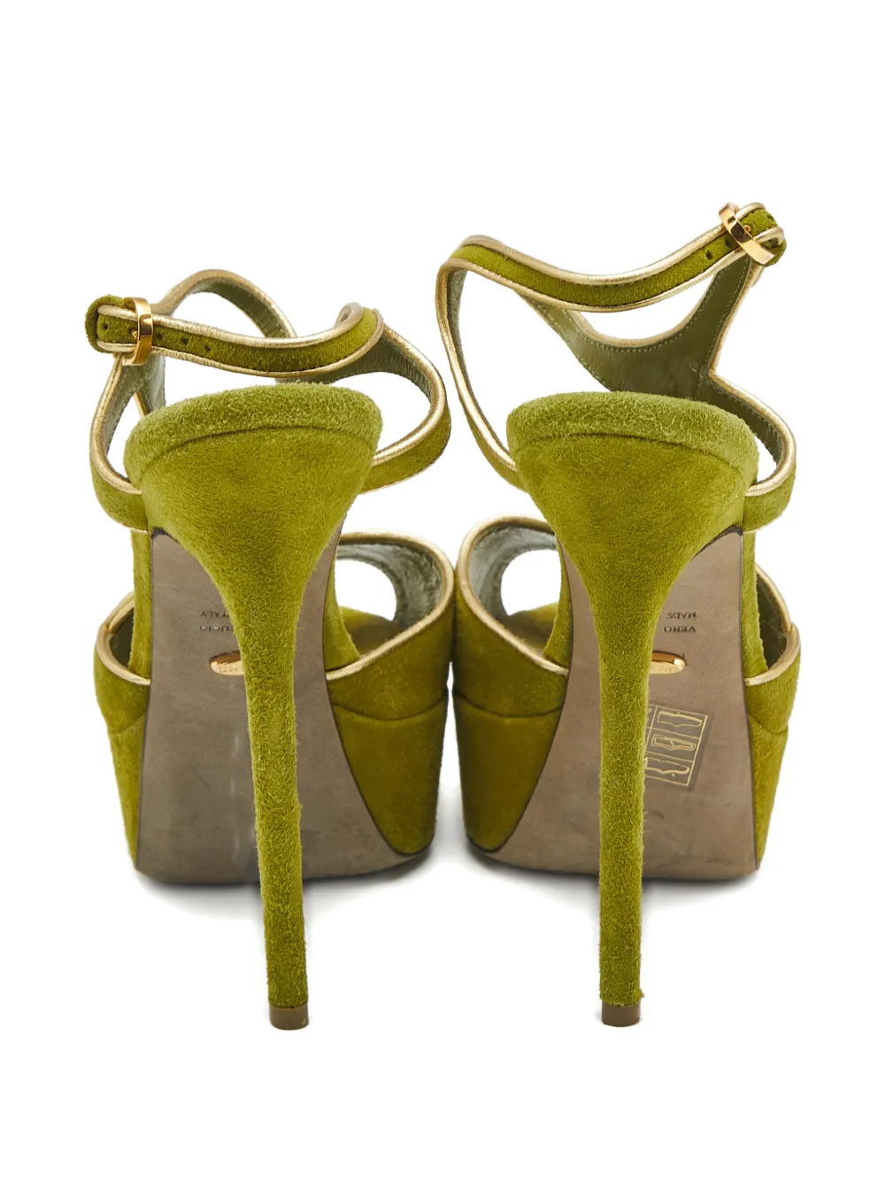 Sergio Rossi suede platform sandals - Groen