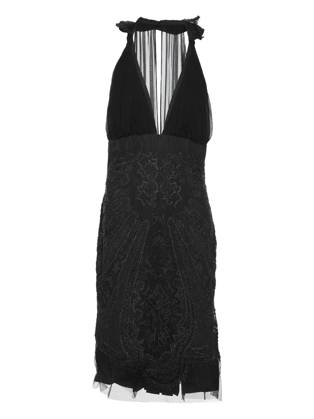 Gucci Pre-Owned Abito midi con perline - Nero