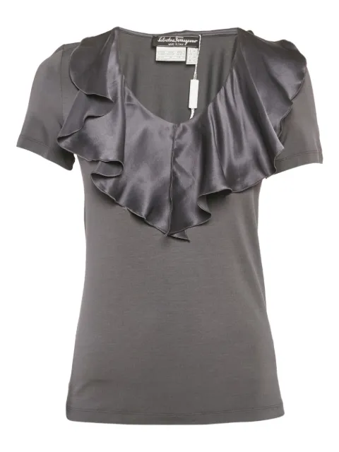 Ferragamo Pre-Owned ruffle-neck T-shirt