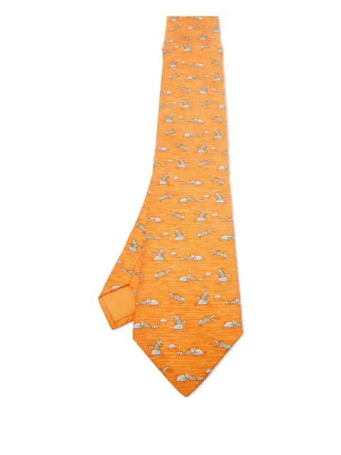 Hermès Pre-Owned raccoon-print silk tie