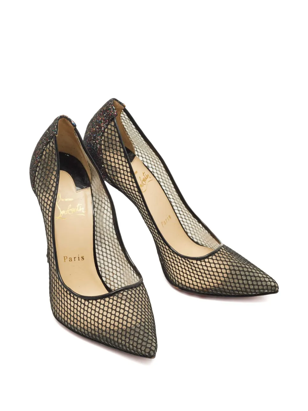 Christian Louboutin Pre-Owned Follies glitter-panelled pumps - Zwart