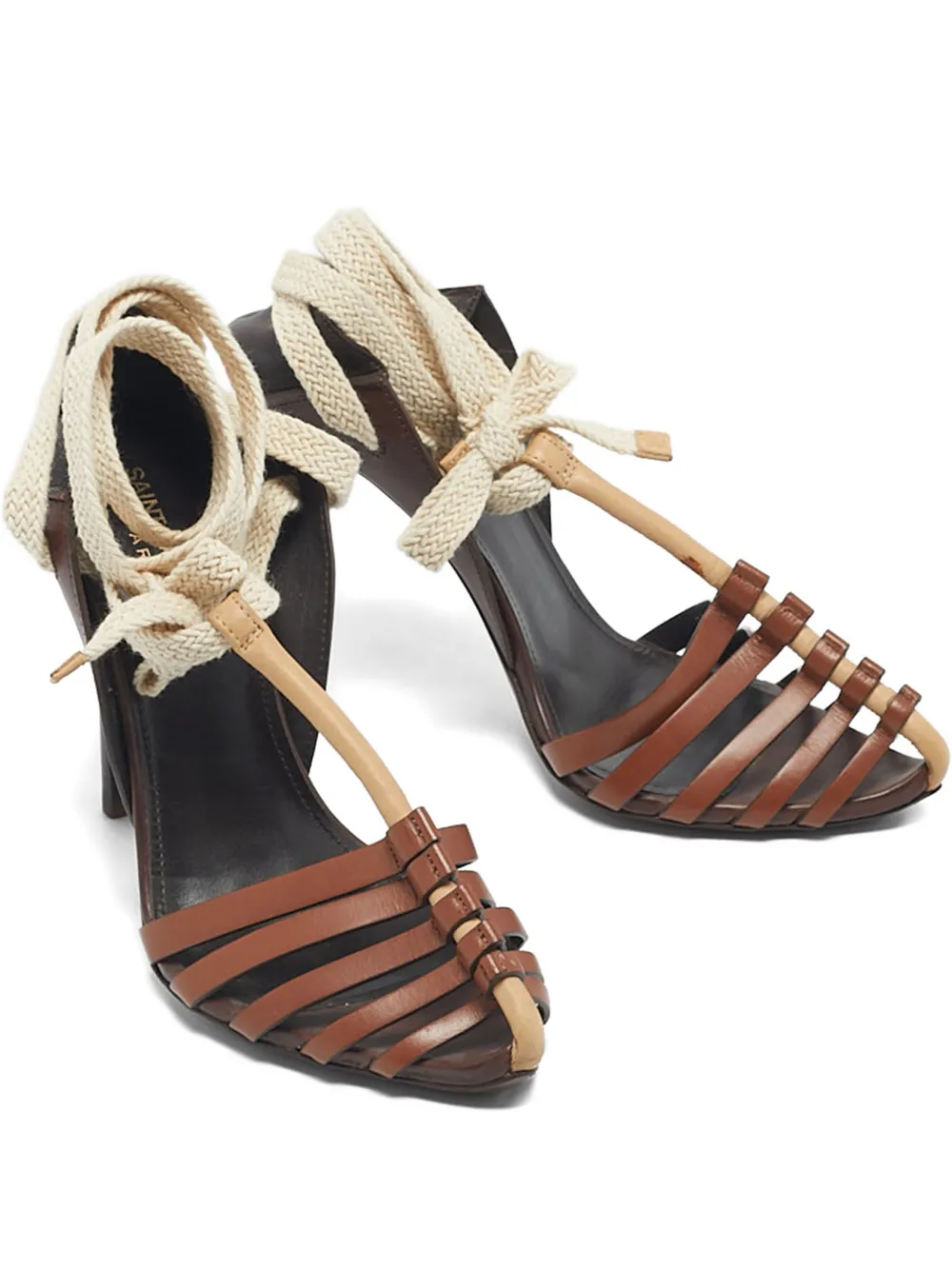 Saint Laurent Pre-Owned Majorelle lace-up pumps - Braun