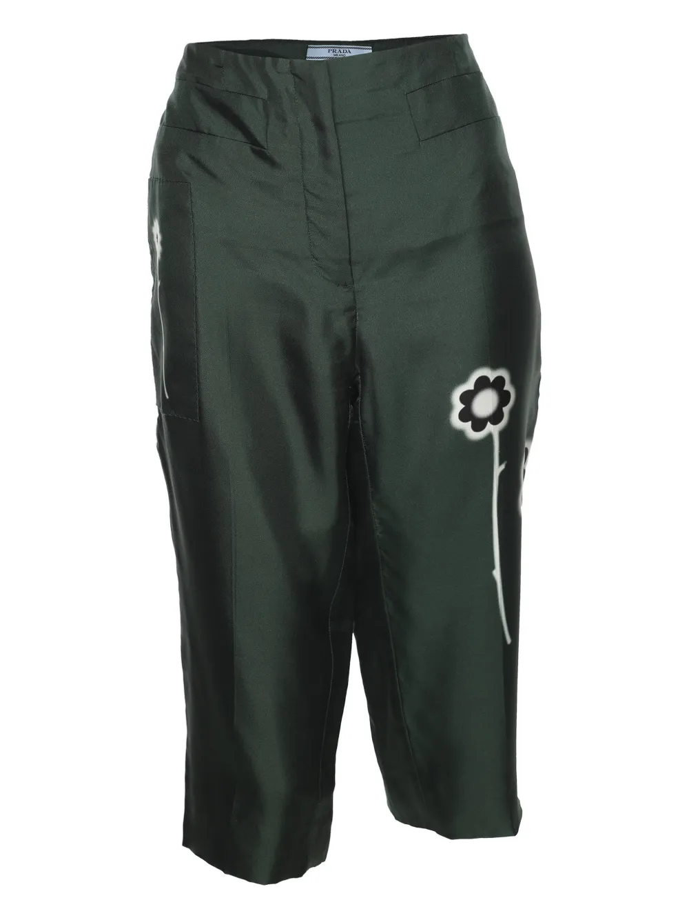 Prada Pre-Owned floral-print silk trousers - Verde