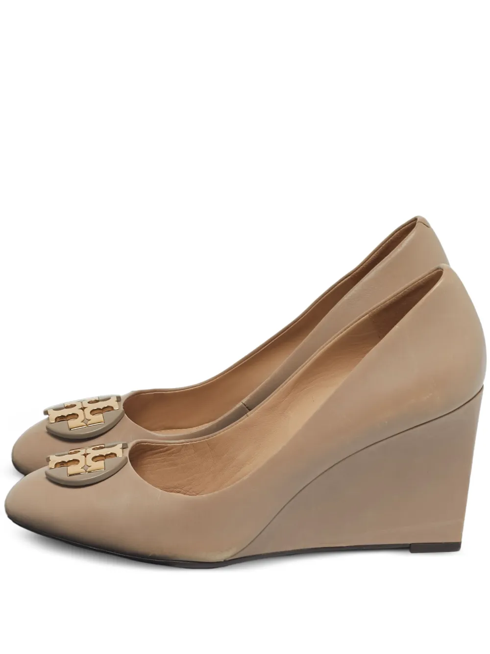 Tory Burch Sally leather wedge pumps - Nude