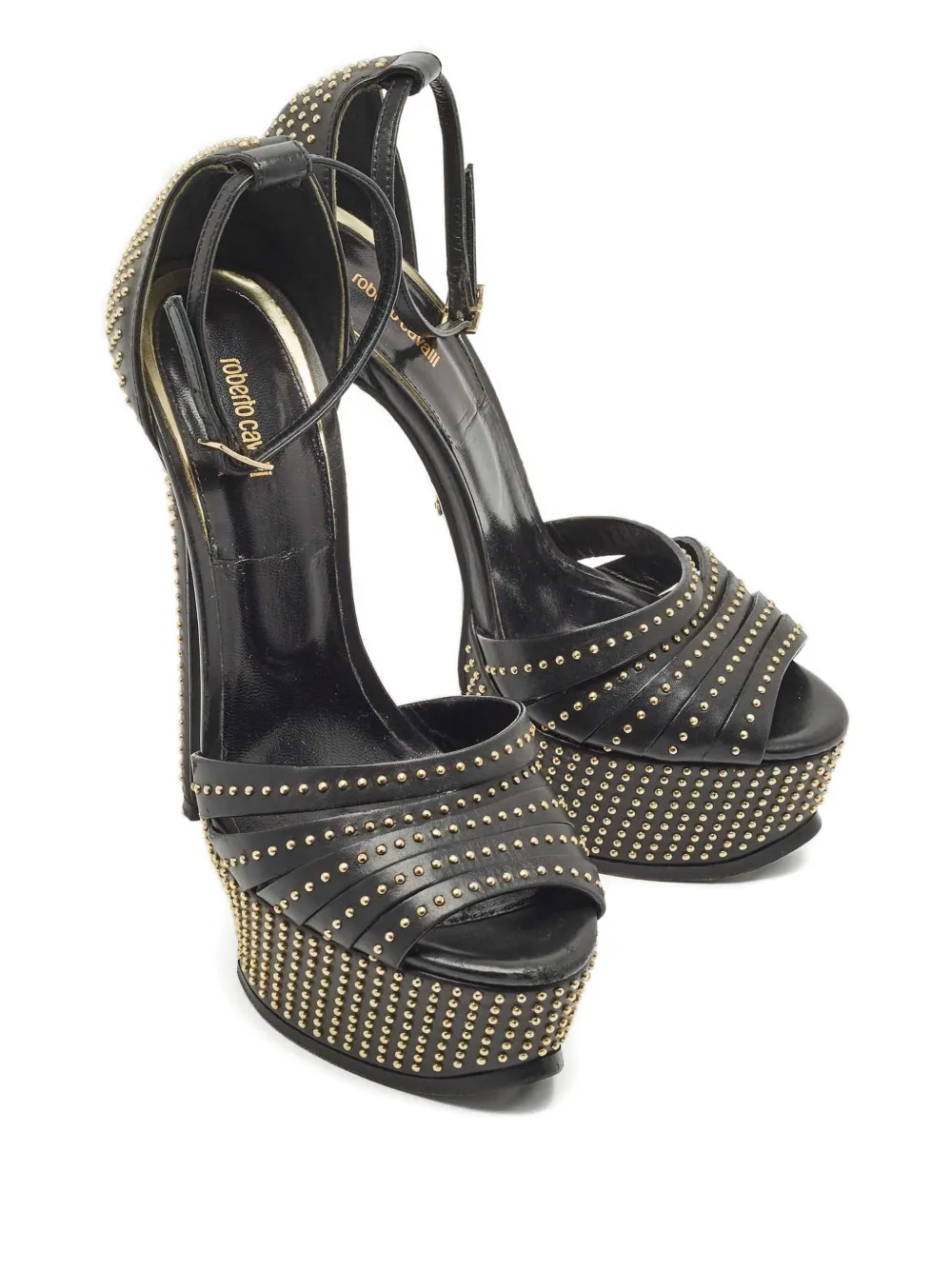 Roberto Cavalli Vintage studded platform sandals - Zwart
