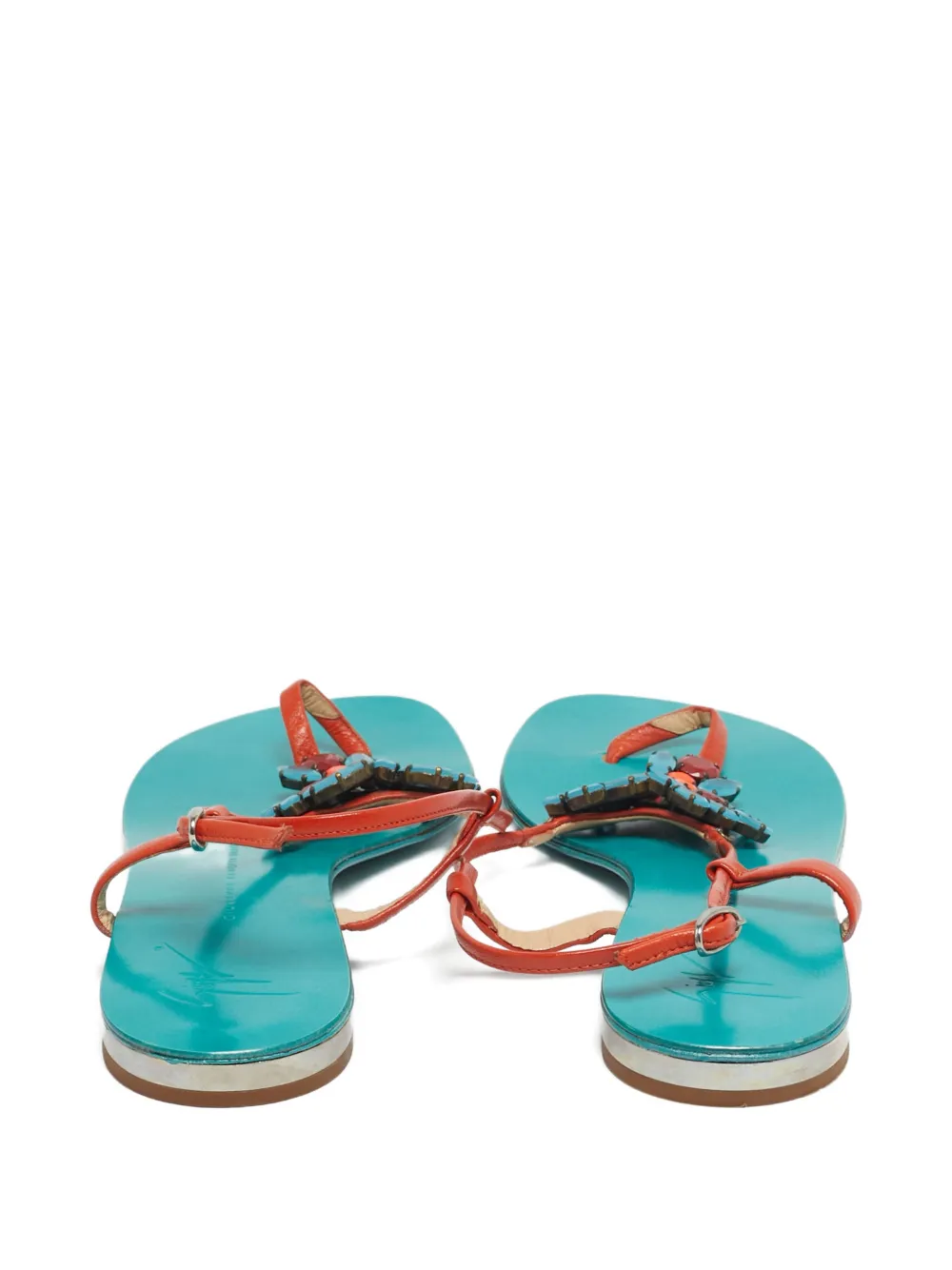 Giuseppe Zanotti Vintage crystal-embellished slingback sandals - Oranje