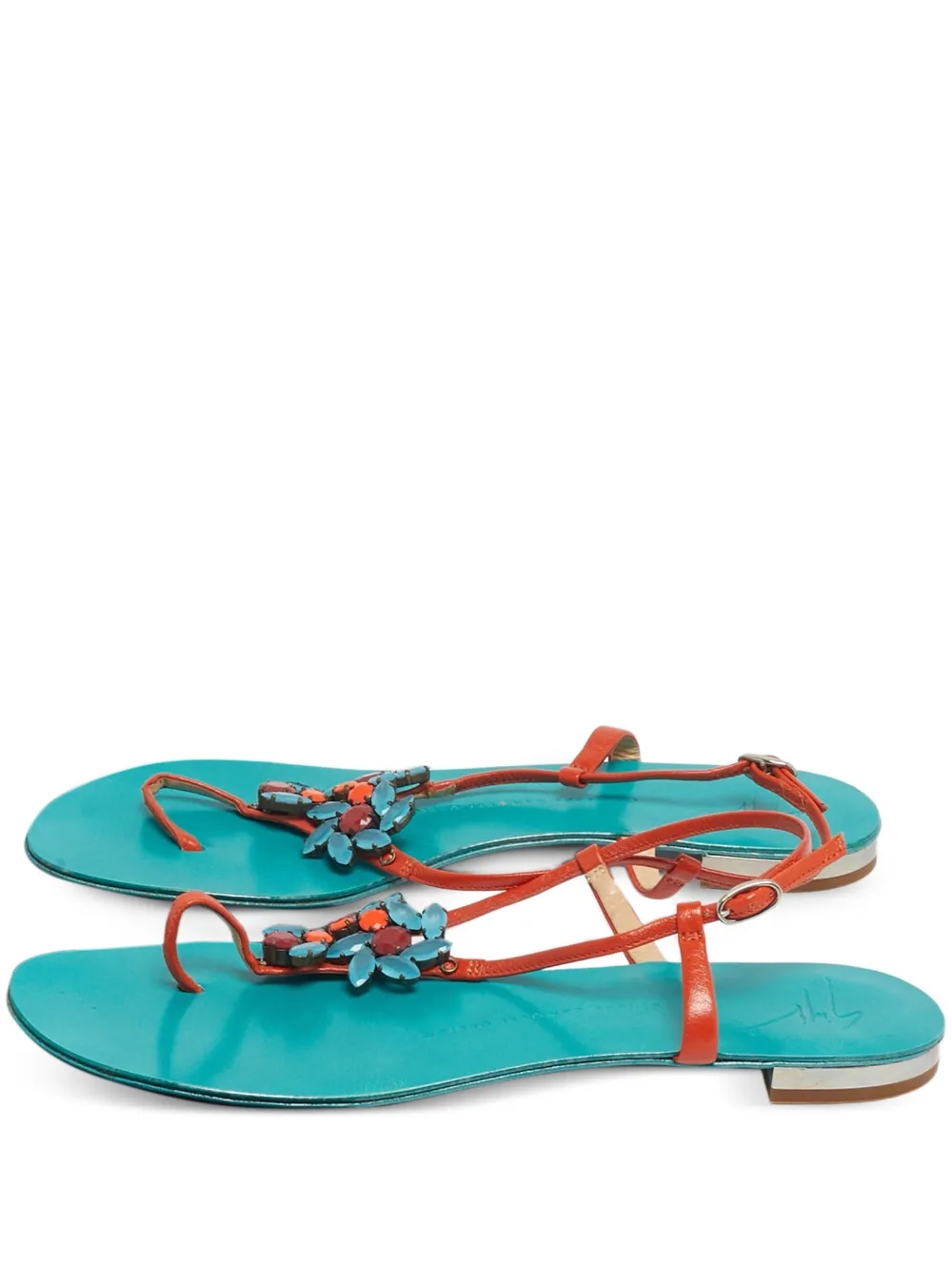 Giuseppe Zanotti Vintage crystal-embellished slingback sandals - Arancione