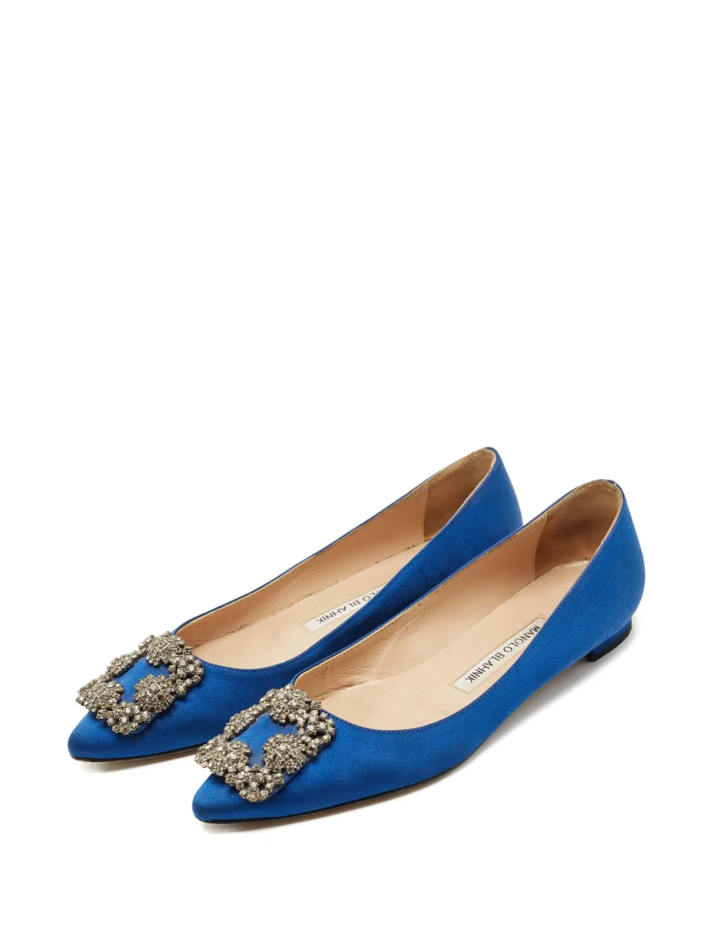 Manolo Blahnik Hangisi crystal-embellished ballet flats - Blauw