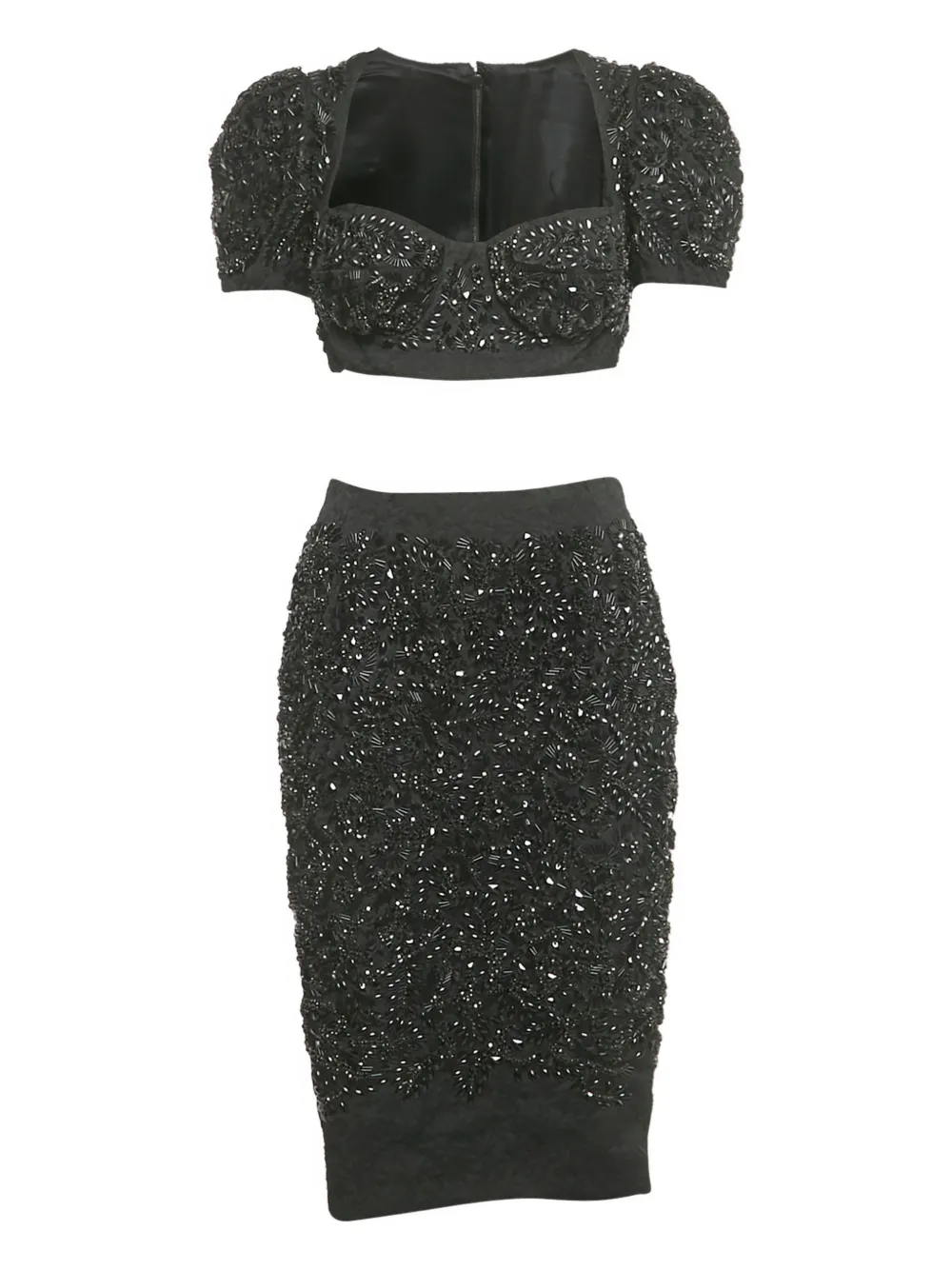 Pre-owned Dolce & Gabbana Crystal Jacquard Skirt Set In Black