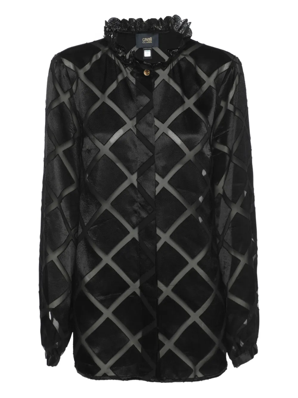 Cavalli Class Blusa con ruches - Nero
