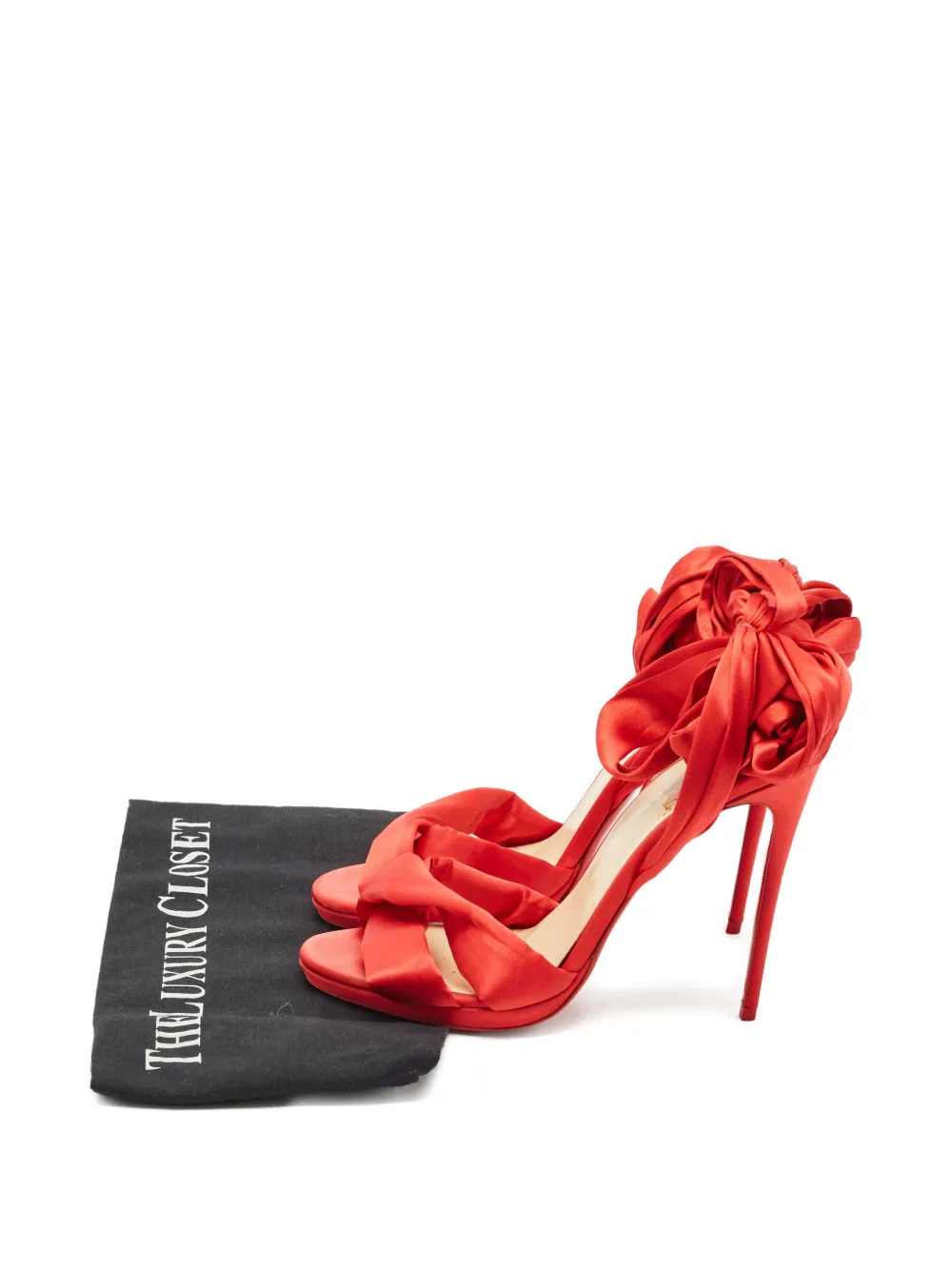 CHRISTIAN LOUBOUTIN Pre-owned Tres Frais Satin Tie Sandals In Red