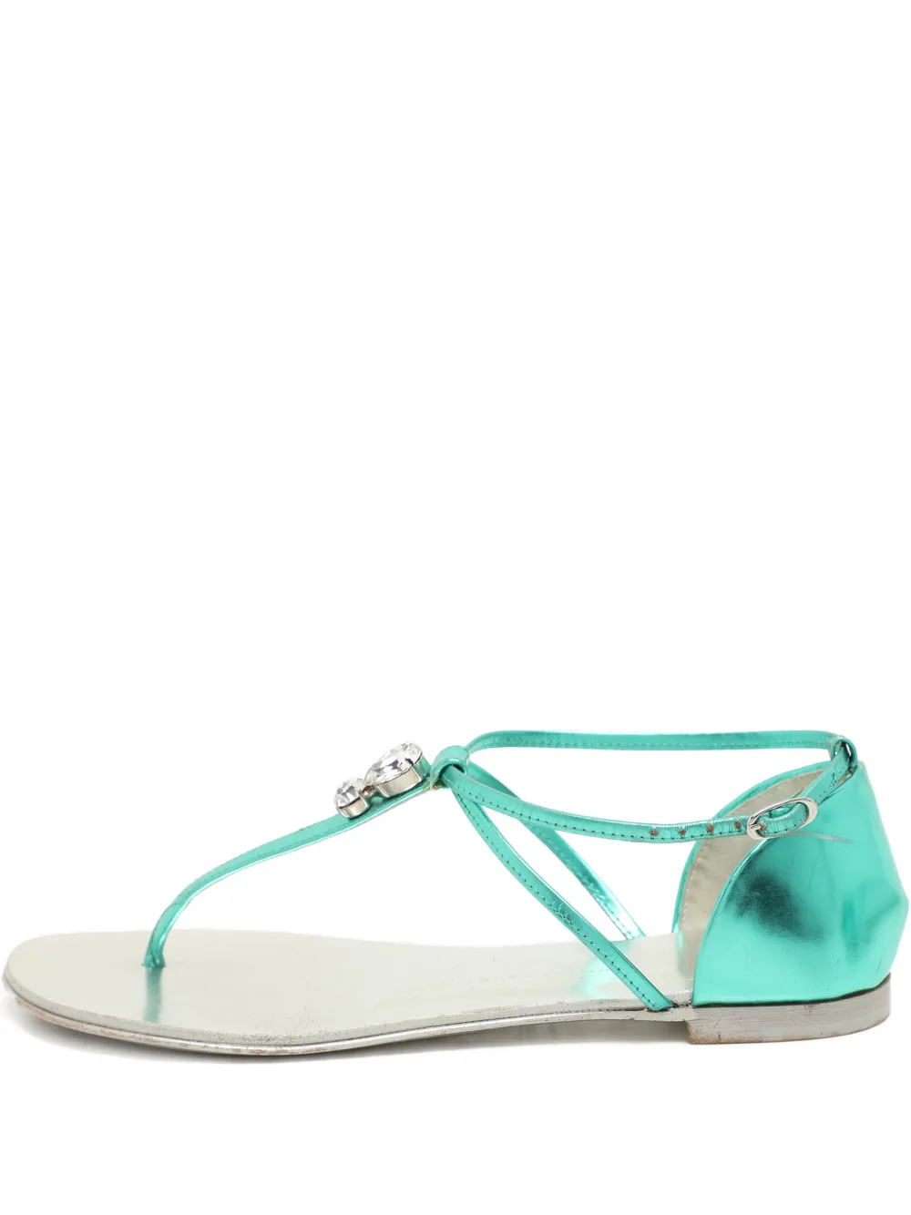 Pre-owned Giuseppe Zanotti Embellishments Leather Sandals In Silver