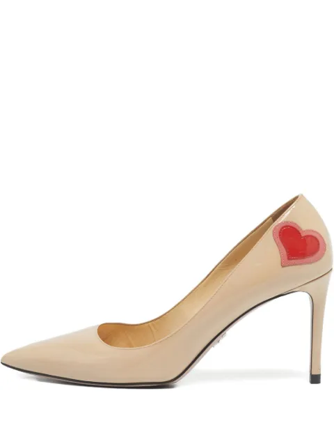 Prada Pre-Owned patent-leather heart-appliqué pumps