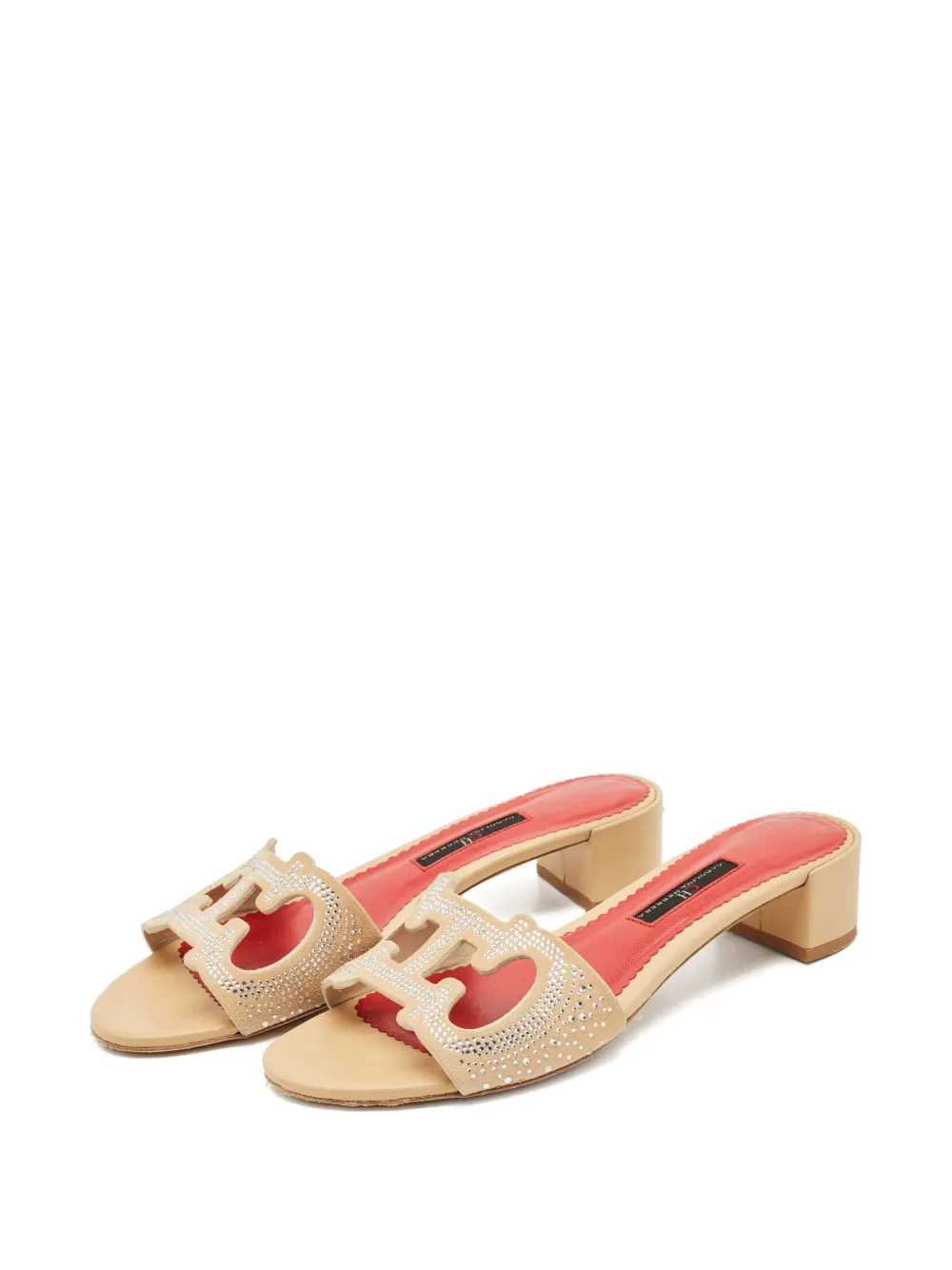 Carolina Herrera Vintage crystal-embellished suede sandals - Beige