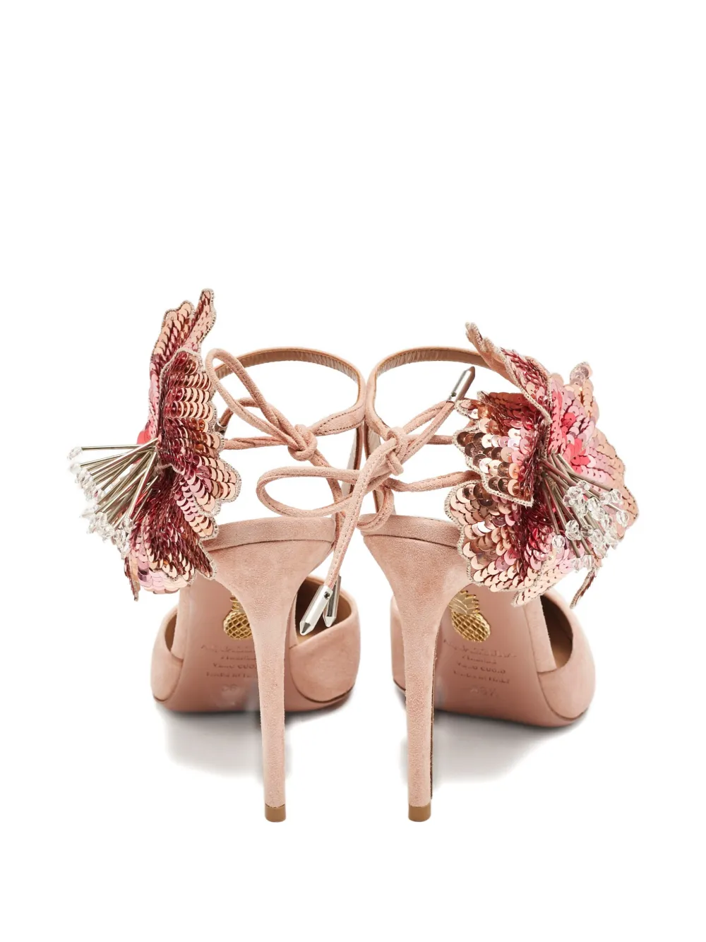 Aquazzura flower-embellished sandals - Roze
