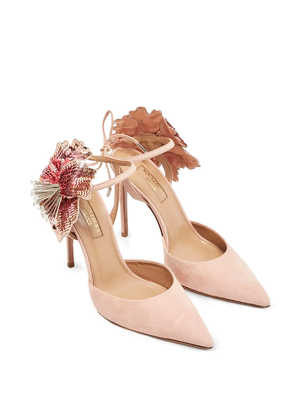 Aquazzura flower-embellished sandals - Rosa