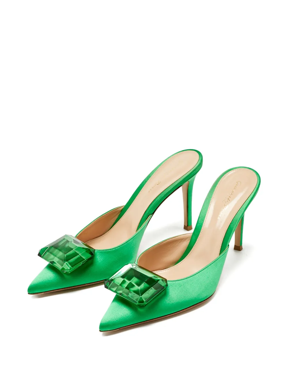 Gianvito Rossi crystal pointed mules - Groen