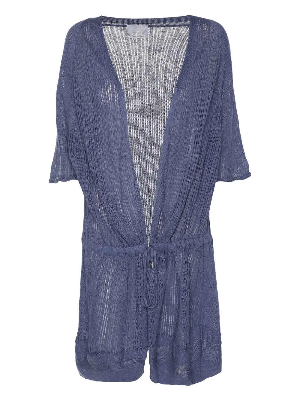 Pre-owned Marina Rinaldi Voyage Belted Cardigan In Blue