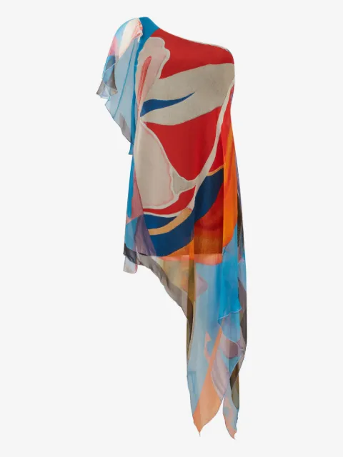 Donde Esteban Palenque one-shoulder floral silk kaftan
