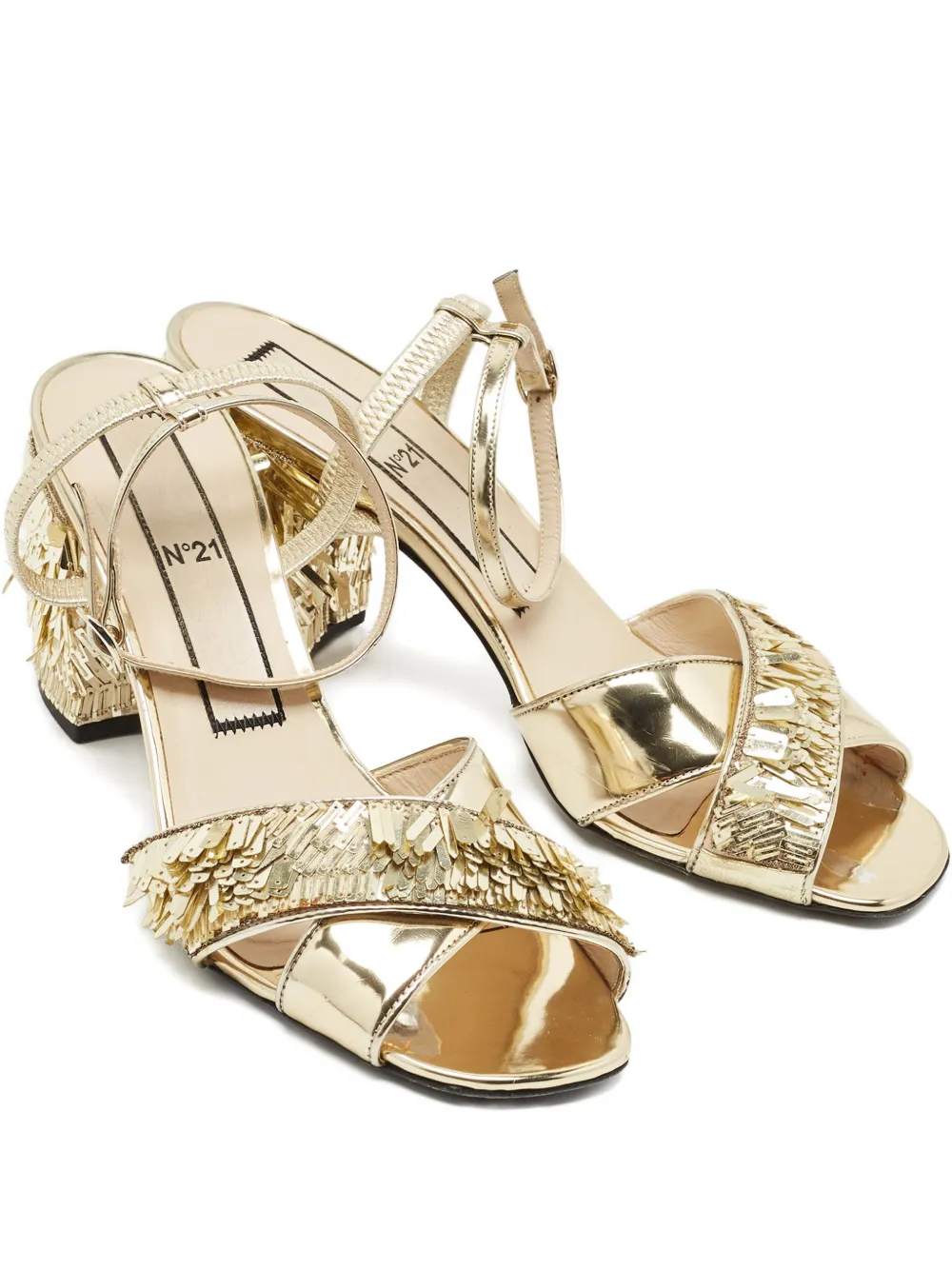 N°21 ankle-strap heeled sandals – Gold