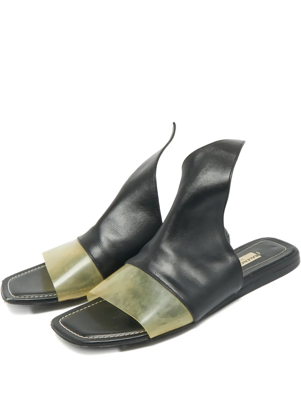 Balenciaga Pre-Owned leather slide sandals - Schwarz