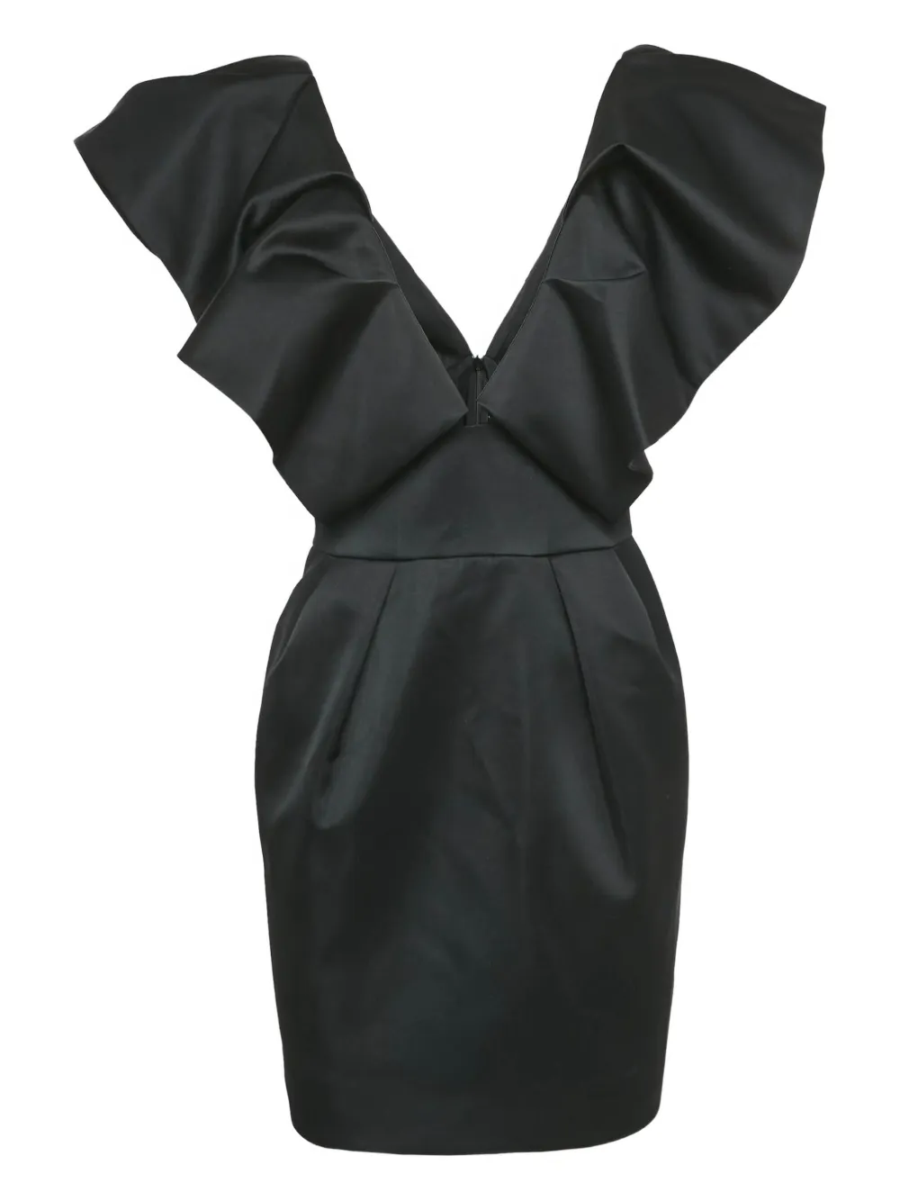 Alexandre Vauthier M Ruffle サテン ミニドレス | ブラック | Image 1