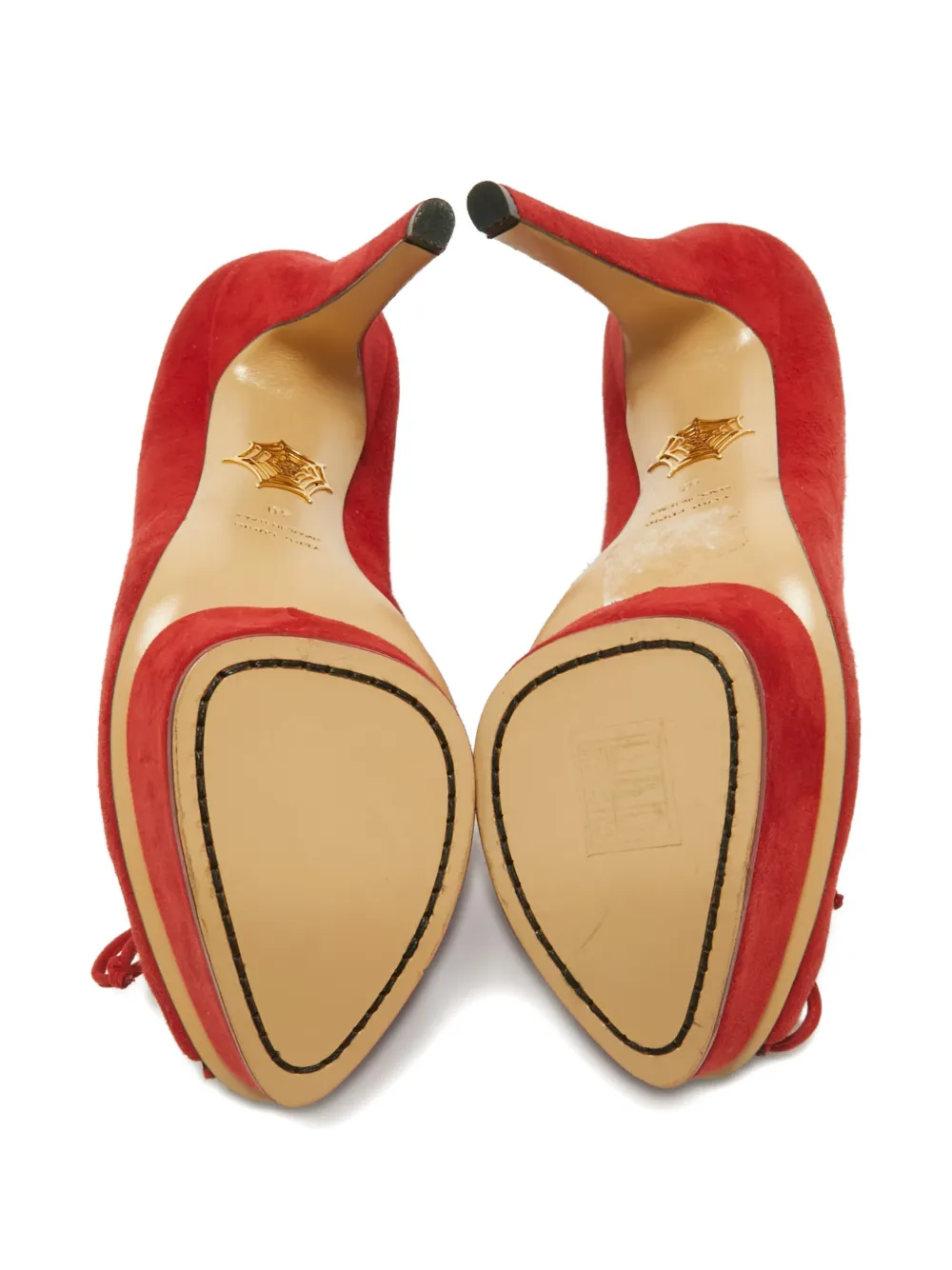 Charlotte Olympia scalloped-trim platform pumps - Rood