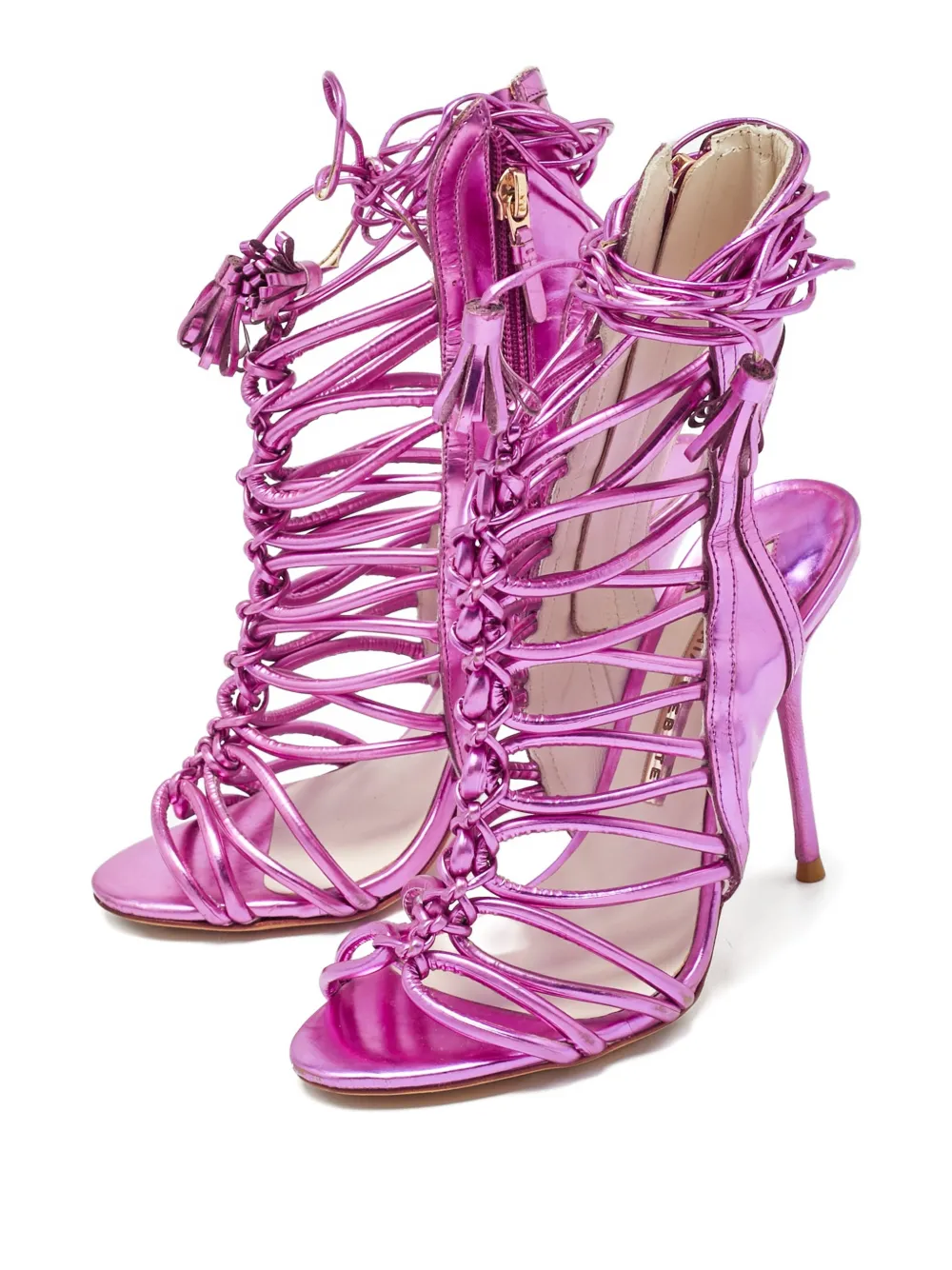 Sophia Webster leather strappy heeled sandals - Paars