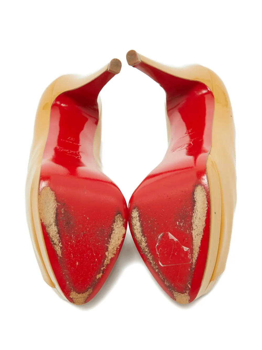 Christian Louboutin Pre-Owned peep-toe leather pumps - Beige