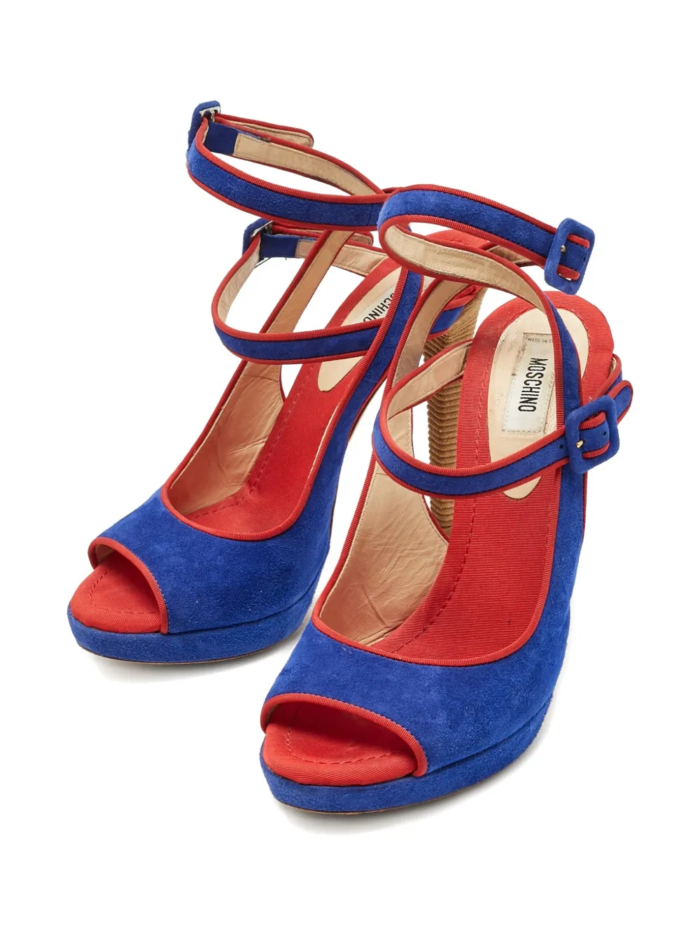 Moschino Pre-Owned buckle suede sandals - Blauw