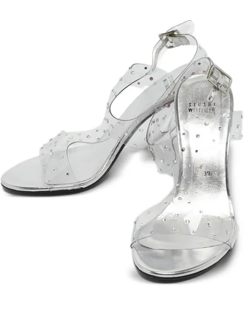 Stuart Weitzman crystal embellished t-strap sandals