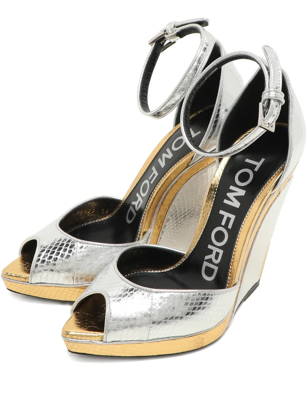Tom Ford Vintage Pumps mit geprägten Knöchelriemen - Silber