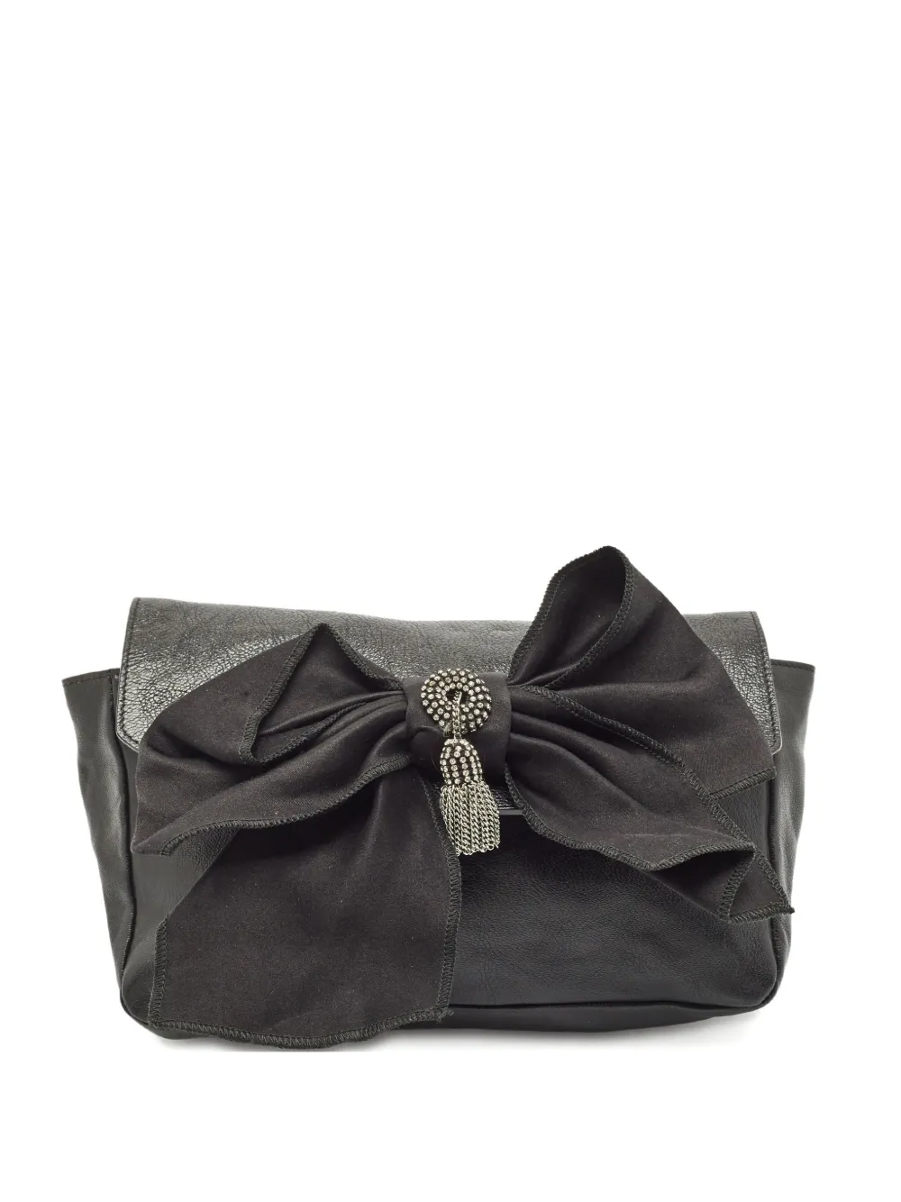 Chloé Pre-Owned bow-detail clutch bag - Nero