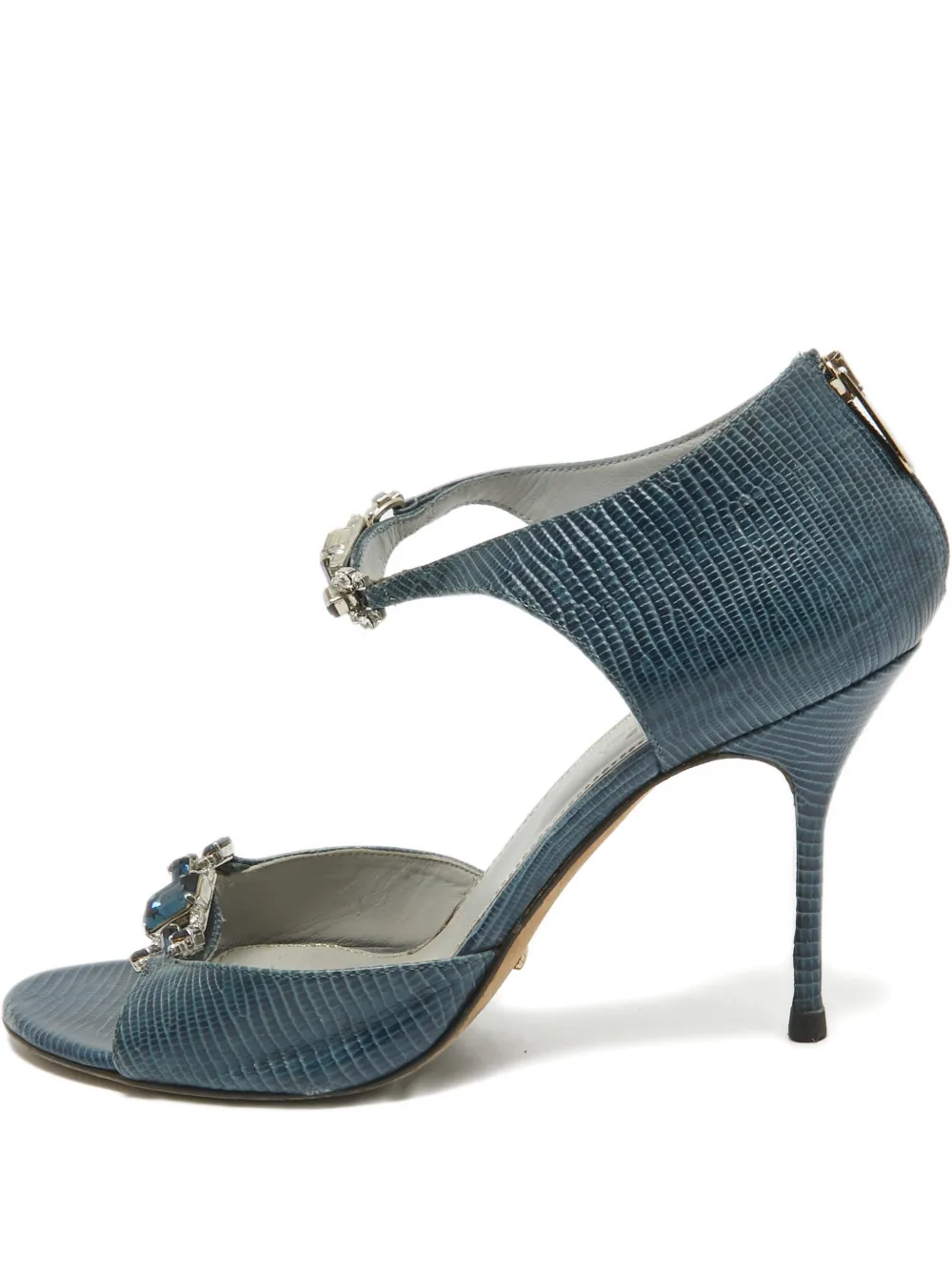 Sergio Rossi lizard-embossed crystal sandals - Blau