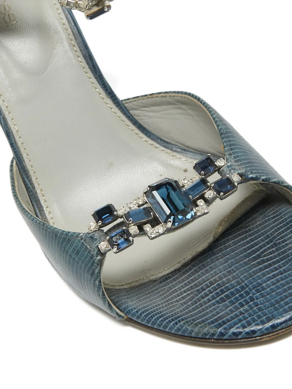 Sergio Rossi lizard-embossed crystal sandals - Blauw