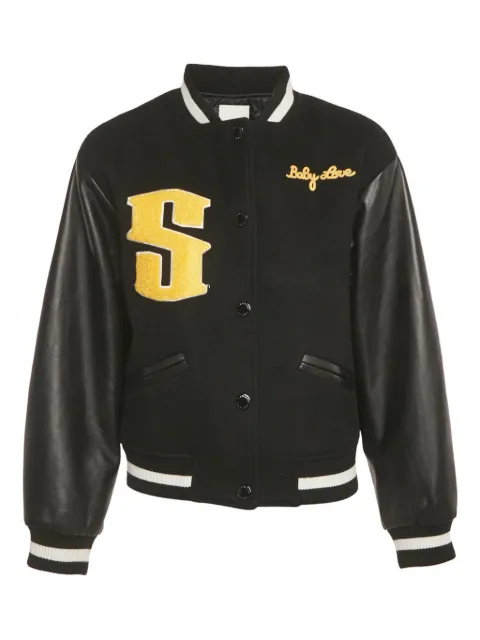 SANDRO leather-sleeved bomber jacket