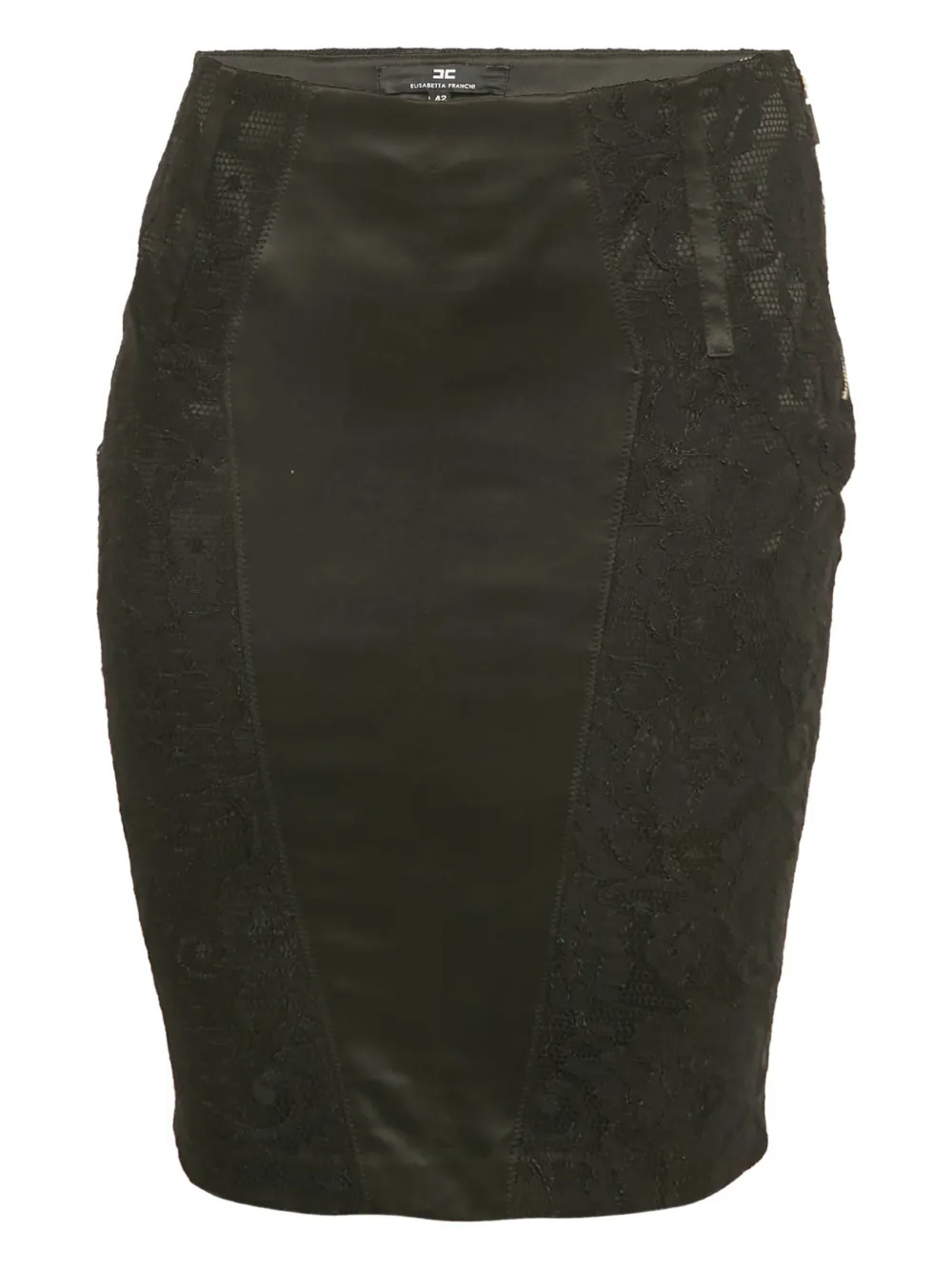 Elisabetta Franchi Bleistiftrock aus Satin-Spitze - Schwarz