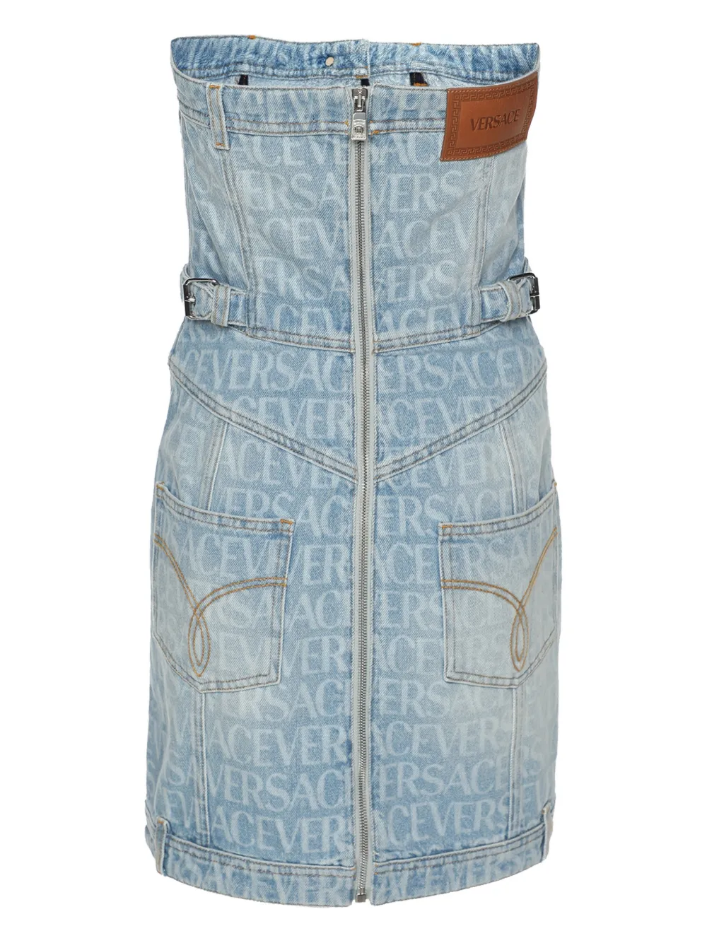 Versace Pre-Owned denim print mini dress - Blauw