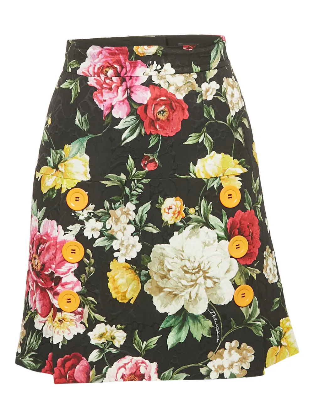 Pre-owned Dolce & Gabbana Xs Jacquard Floral Mini Skirt In Black